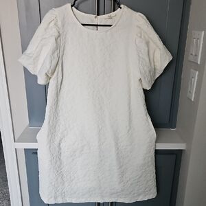 Elegant White Textured Dress From Easel